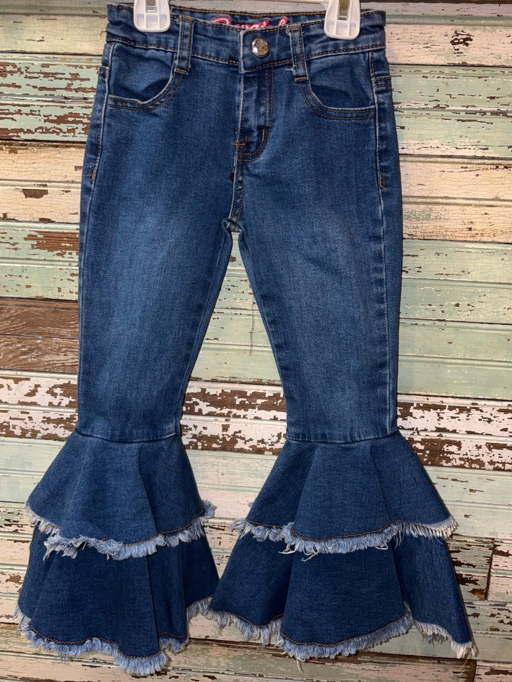 Cowgirl Hardware Girls Dark Blue Ruffle Hem Jeans